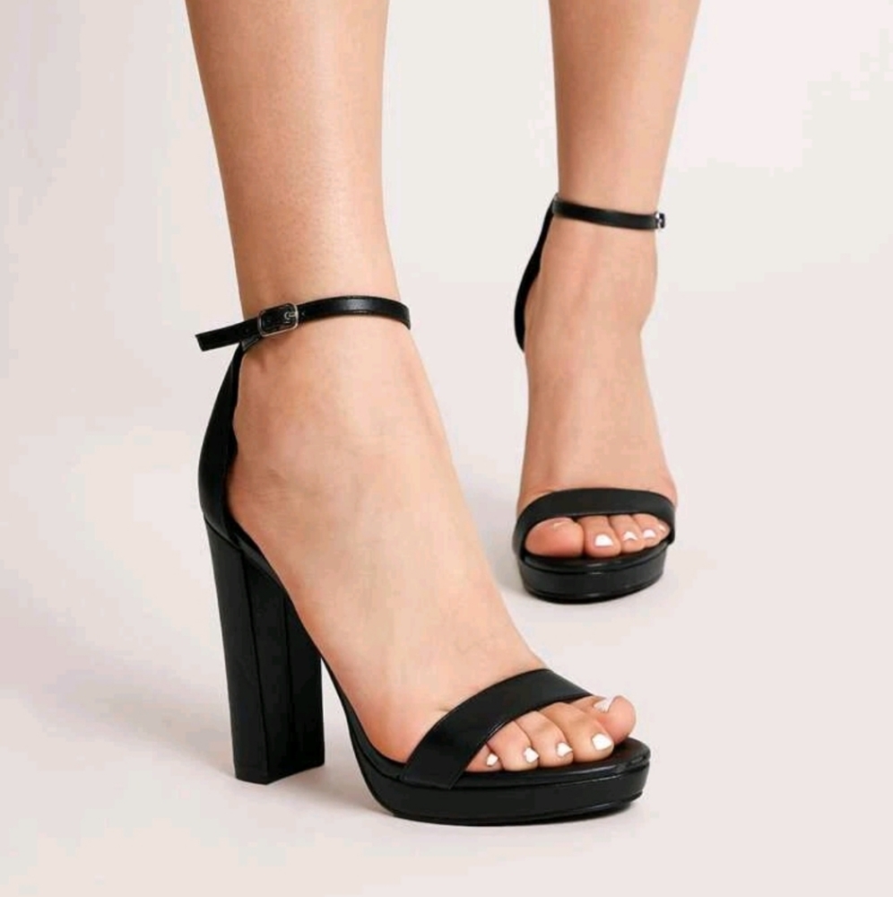 Ankle strap chunky  heeled sandals